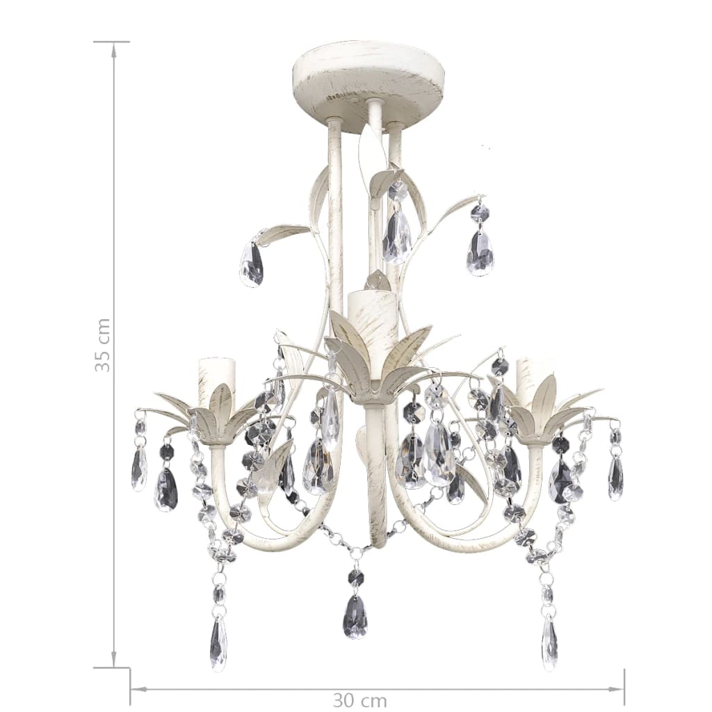 Lampadari con Pendenti in Cristallo 2 pz Bianco Elegante 278738
