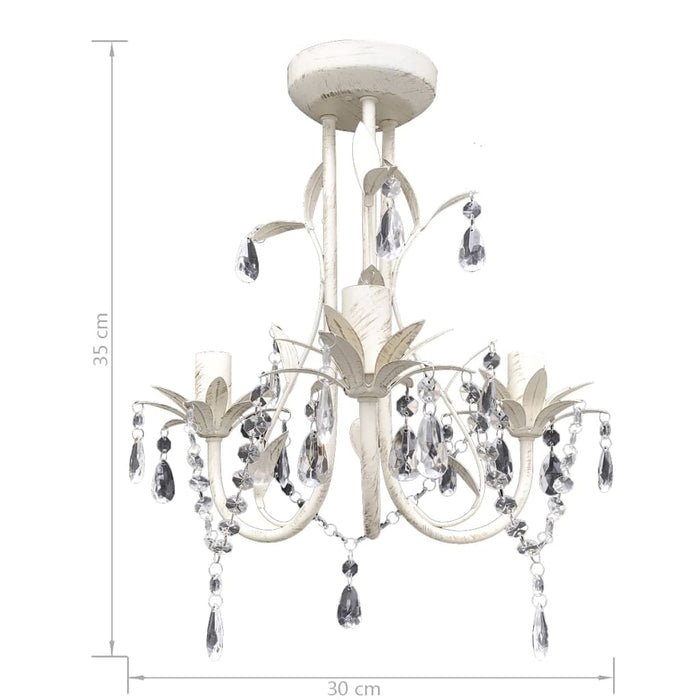 Lampadari con Pendenti in Cristallo 2 pz Bianco Elegante 278738