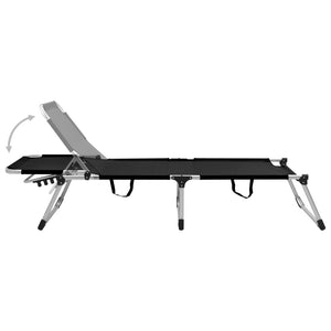 Lettino Prendisole Senior Pieghevole Extra Alto Alluminio Nero cod mxl 24325