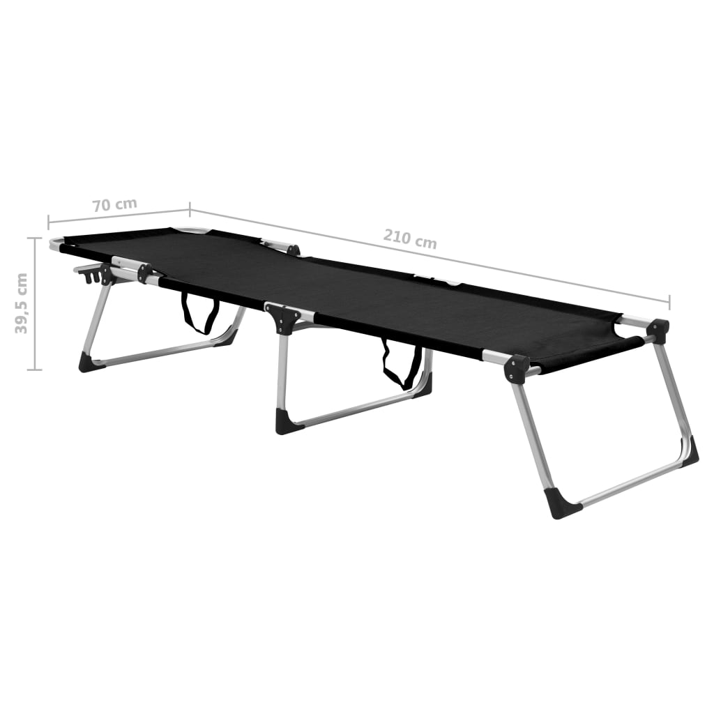 Lettino Prendisole Senior Pieghevole Extra Alto Alluminio Nero cod mxl 24325