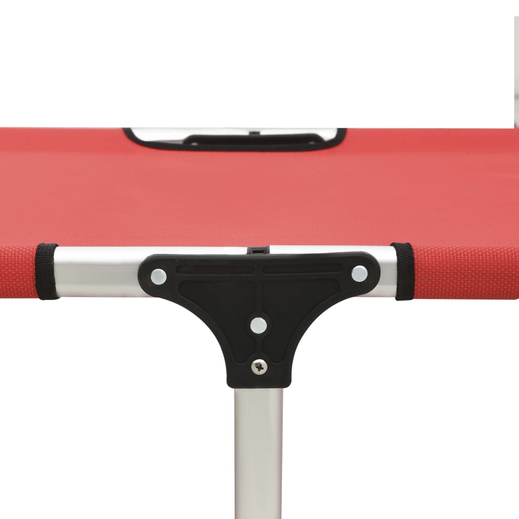 Lettino Prendisole Senior Pieghevole Alto in Alluminio Rosso
