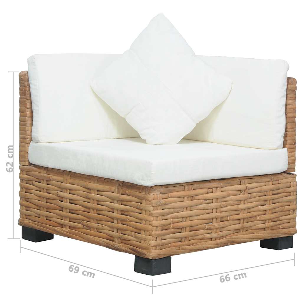 Divano Angolare con Cuscini in Rattan Naturale cod mxl 73188