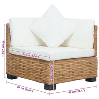Divano Angolare con Cuscini-Sofa con Cuscini in Rattan Naturale