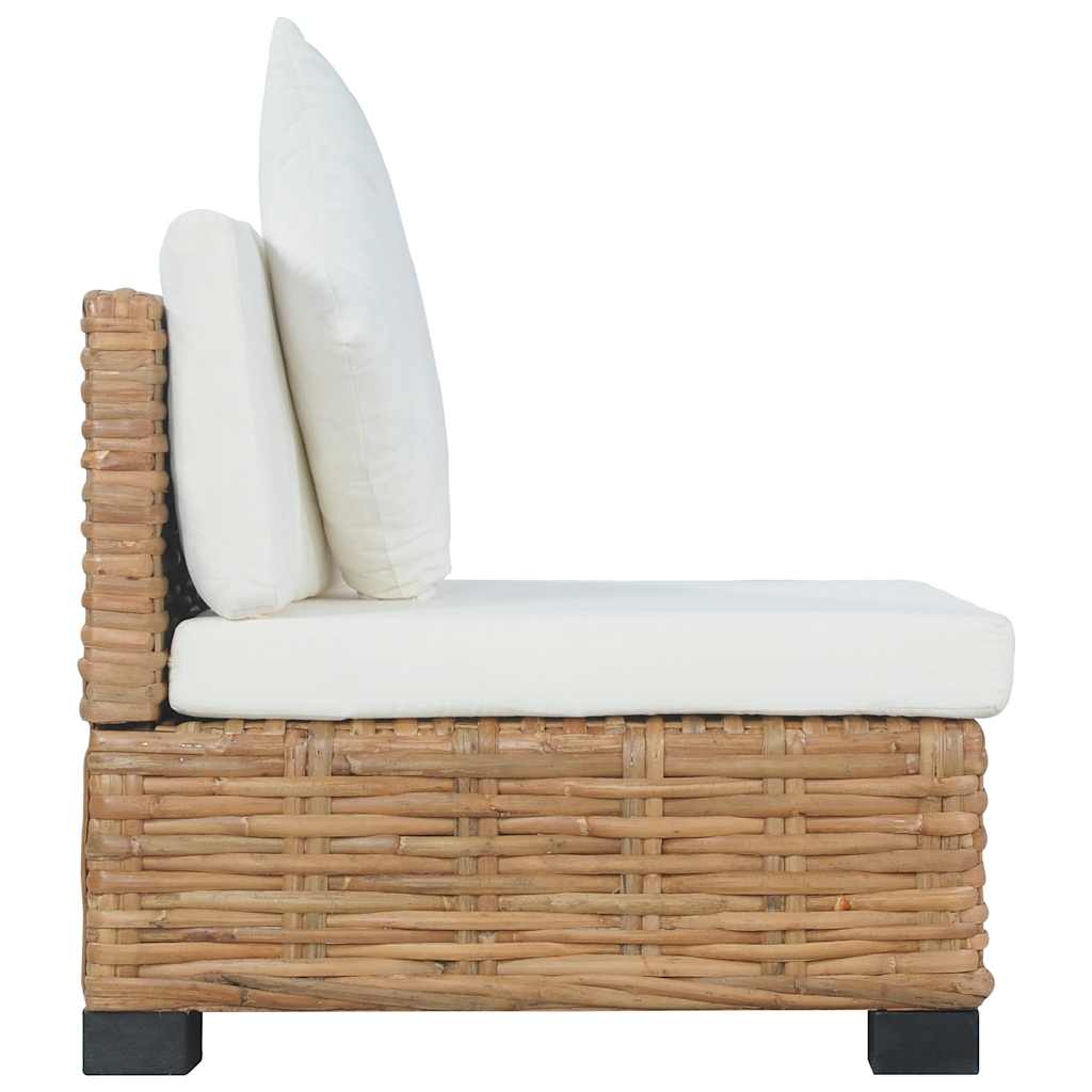 Divano Senza Braccioli con Cuscini-Sofa da Giardino-Divano da esterno in Rattan Naturale