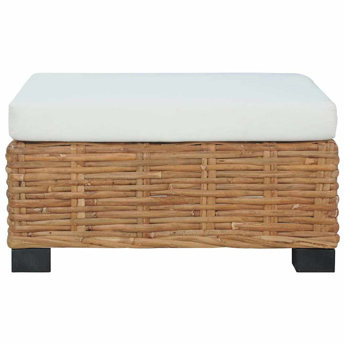 Poggiapiedi con Cuscino in Rattan Naturale 286281