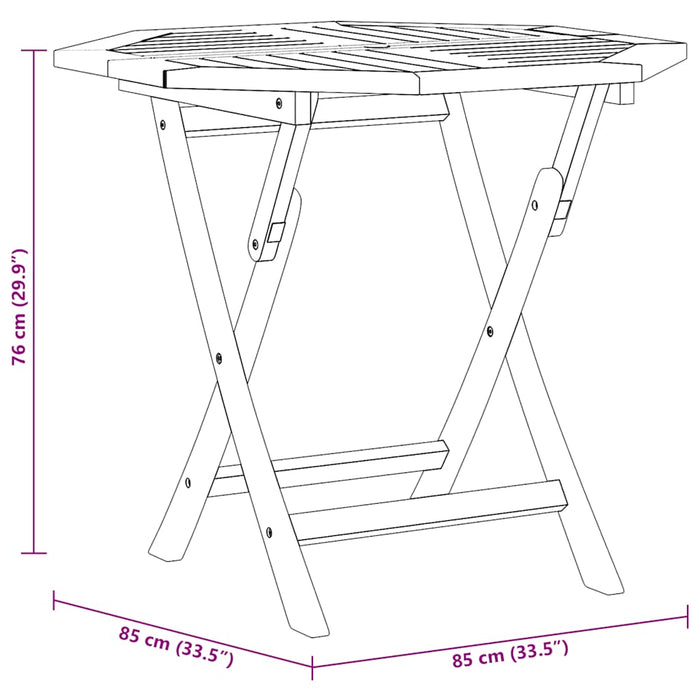 Tavolo da Giardino Pieghevole 85x85x76cm Legno Massello di Teak 47418