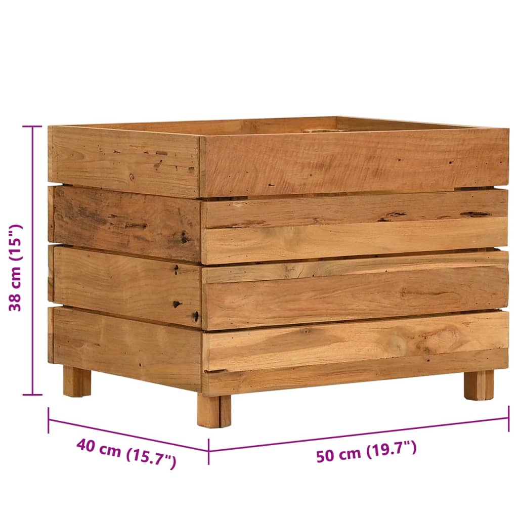Letto Rialzato 50x40x38 cm Legno di Teak di Recupero e Acciaio