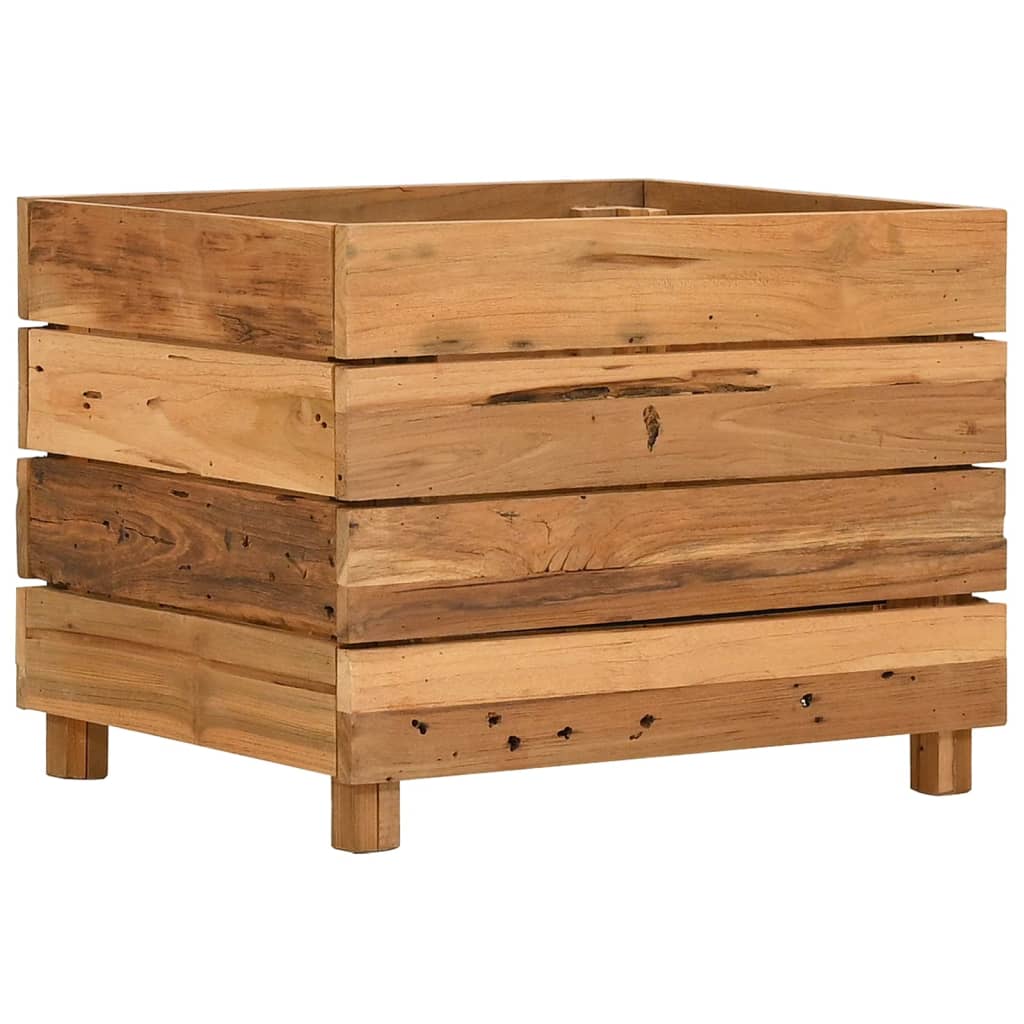 Letto Rialzato 50x40x38 cm Legno di Teak di Recupero e Acciaio