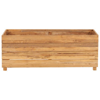 Fioriera rialzata 100 x 40 x 38 cm legno di teak riciclato e acciaio 02_0000895