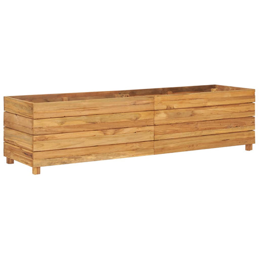 Fioriera aiuola rialzata piante fiori giardino 150 x 40 x 38 cm legno di teak riciclato e acciaio 02_0000912