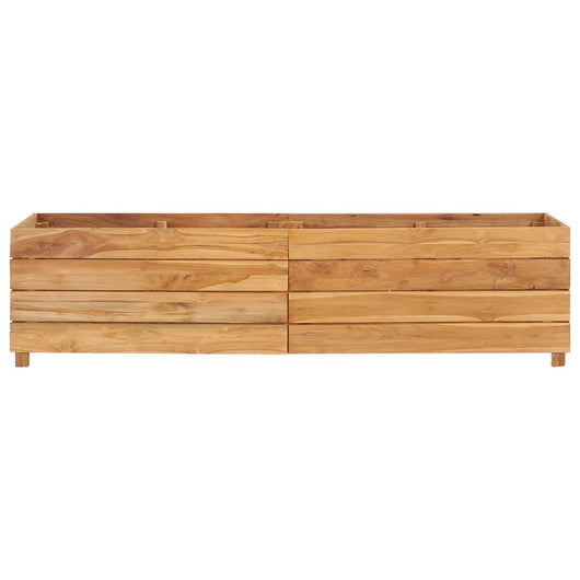 Fioriera aiuola rialzata piante fiori giardino 150 x 40 x 38 cm legno di teak riciclato e acciaio 02_0000912