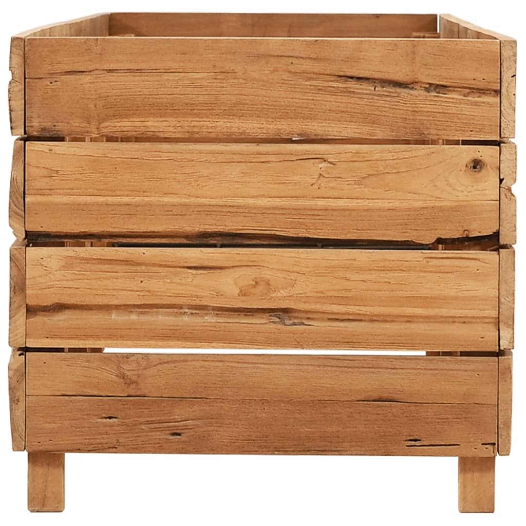 Letto Rialzato 150x40x38 cm Legno di Teak di Recupero e Acciaio