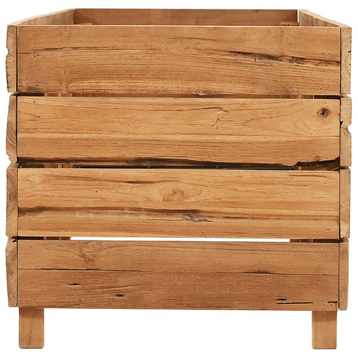 Letto Rialzato 150x40x38 cm Legno di Teak di Recupero e Acciaio