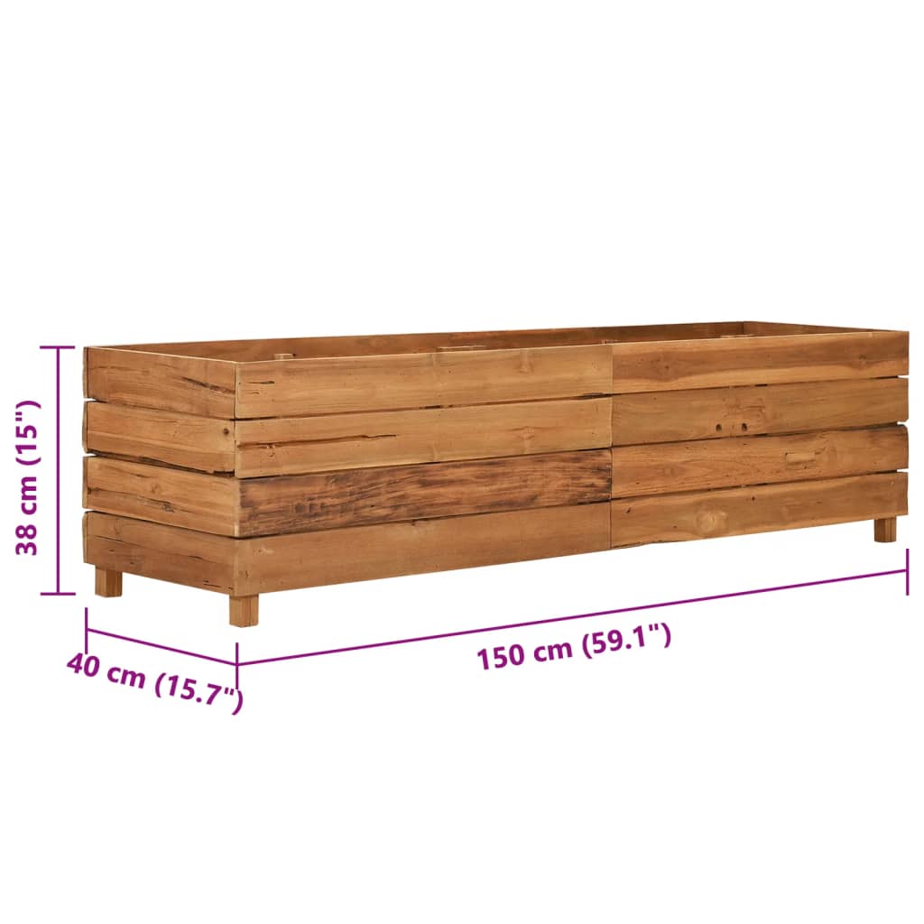 Letto Rialzato 150x40x38 cm Legno di Teak di Recupero e Acciaio