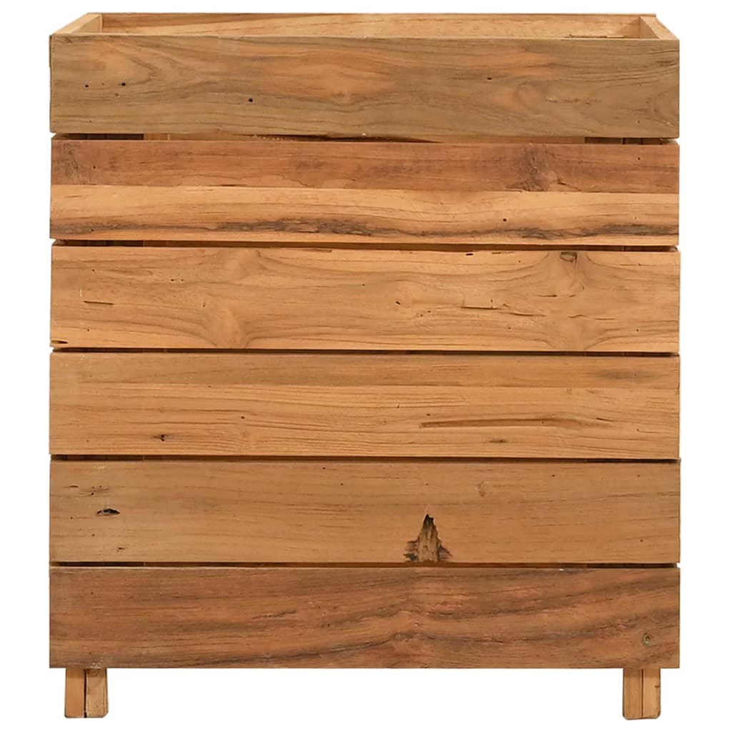 Letto Rialzato 50x40x55 cm Legno di Teak di Recupero e Acciaio