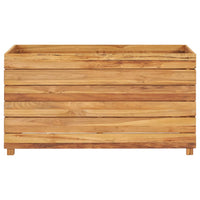 Fioriera rialzata 100 x 40 x 55 cm legno di teak riciclato e acciaio 02_0000896