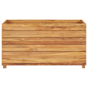 Fioriera rialzata 100 x 40 x 55 cm legno di teak riciclato e acciaio 02_0000896