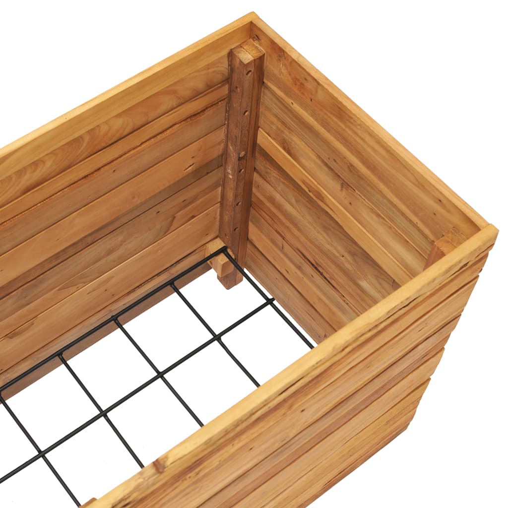 Fioriera rialzata 100 x 40 x 55 cm legno di teak riciclato e acciaio 02_0000896