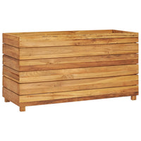 Fioriera rialzata 100 x 40 x 55 cm legno di teak riciclato e acciaio 02_0000896