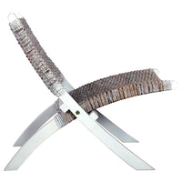 Sedia Relax Bianca in Rattan Kubu Naturale e Mogano Massello 285800