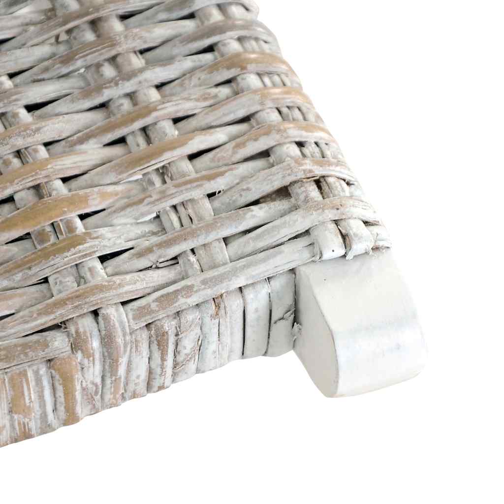 Sedia Relax Bianca in Rattan Kubu Naturale e Mogano Massello 285800