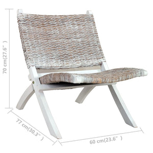 Sedia Relax Bianca in Rattan Kubu Naturale e Mogano Massello cod mxl 23678