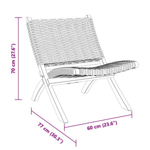 Sedia Relax Bianca in Rattan Kubu Naturale e Mogano Massello 285800