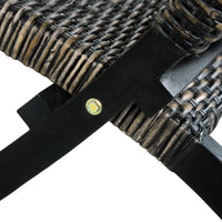 Sedia Relax Nera in Rattan Kubu Naturale e Mogano Massello cod mxl 21340