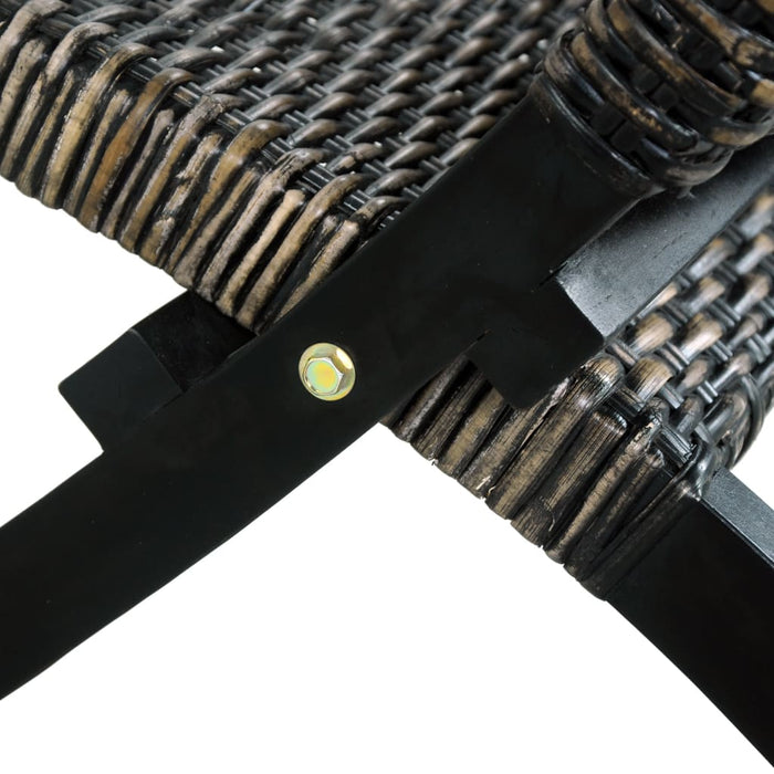 Sedia Relax Nera in Rattan Kubu Naturale e Mogano Massello cod mxl 21340