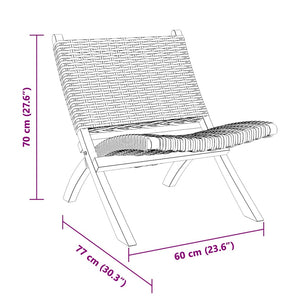 Sedia Relax Nera in Rattan Kubu Naturale e Mogano Massello 285802