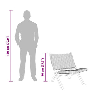 Sedia Relax Nera in Rattan Kubu Naturale e Mogano Massello 285802