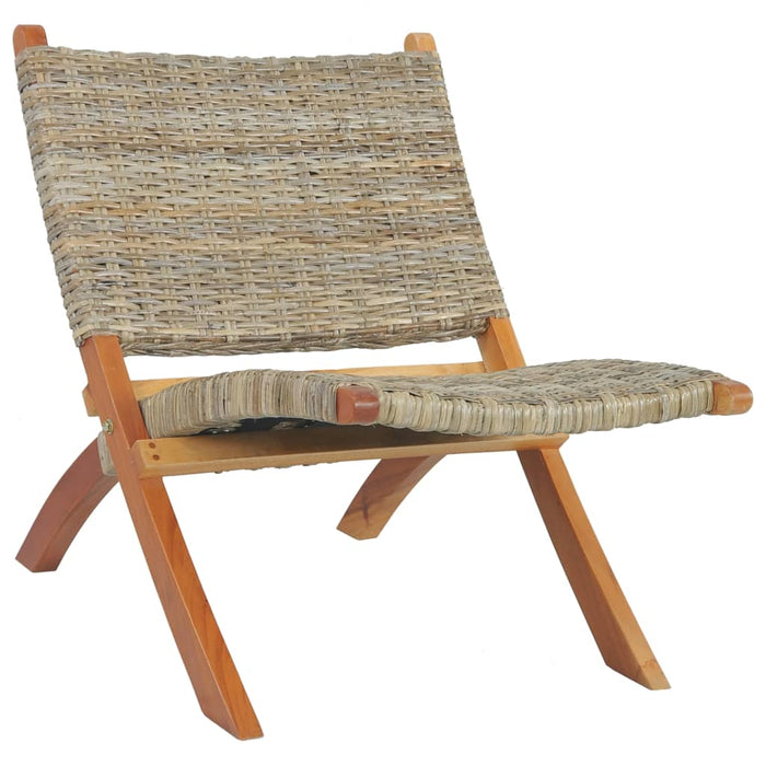 Sedia Relax in Rattan Kubu Naturale e Mogano Massello 285803