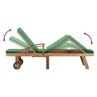 Lettino Prendisole con Cuscino in Massello di Teak Verde 48024