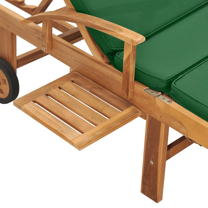 Lettino Prendisole con Cuscino in Massello di Teak Verde cod mxl 21048