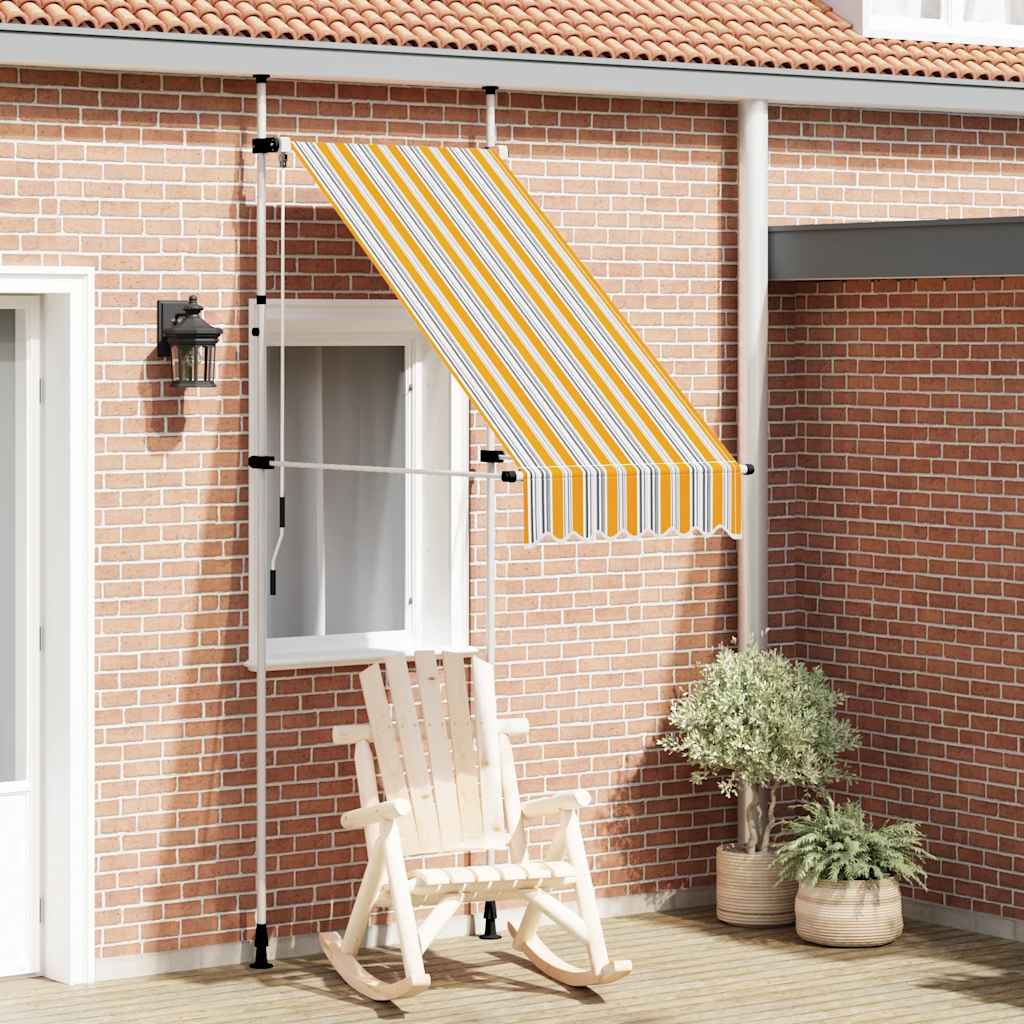 Tenda da Sole Retrattile Manuale 100 cm a Strisce Blu e Gialle 145830
