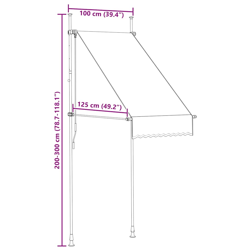 Tenda da Sole Retrattile Manuale 100 cm Strisce Arancio Bianche 145831