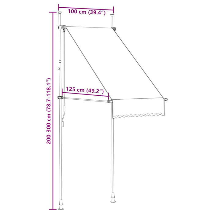 Tenda da Sole Retrattile Manuale 100 cm Strisce Arancio Bianche 145831