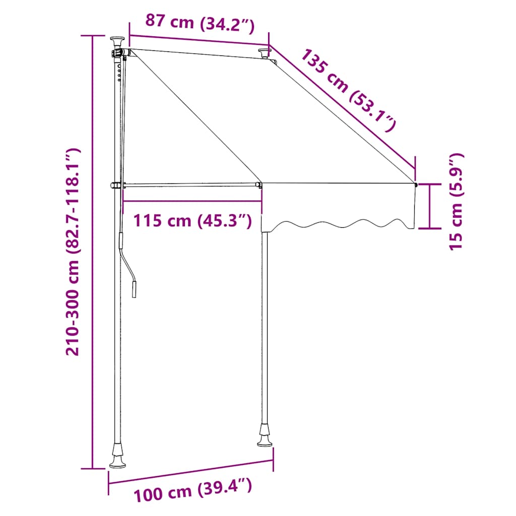 Tenda da Sole Retrattile Manuale 100 cm Crema 145833