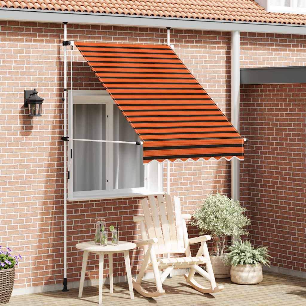 Tenda da Sole Retrattile Manuale 150 cm Arancione e Marrone 145835