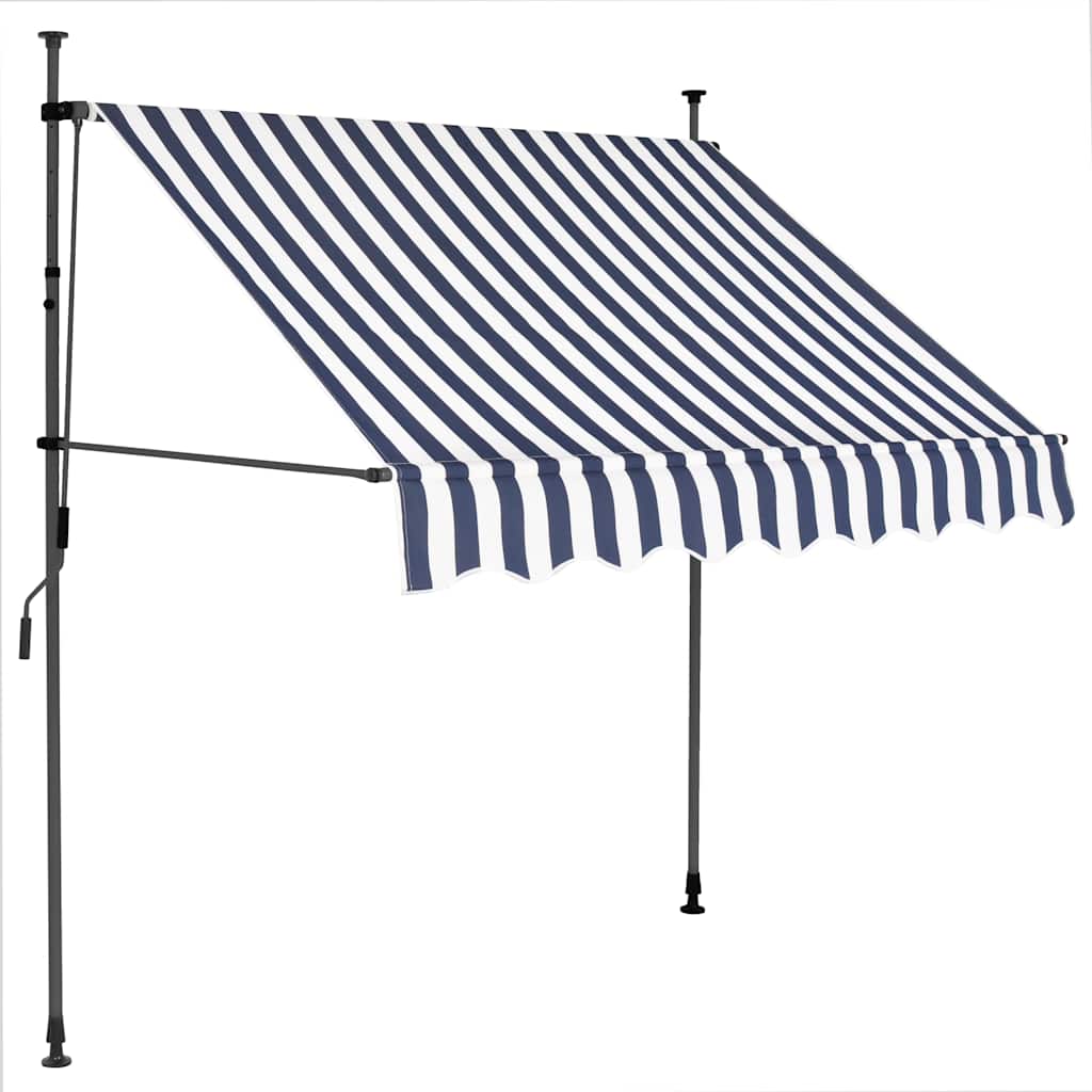 Tenda da Sole Retrattile Manuale con LED 100 cm Blu e Bianca 145841