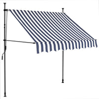 Tenda da Sole Retrattile Manuale con LED 100 cm Blu e Bianca 145841