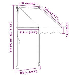 Tenda da Sole Retrattile Manuale con LED 100 cm Blu e Bianca 145841