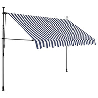 Tenda da Sole Retrattile Manuale con LED 250 cm Blu e Bianca 145844