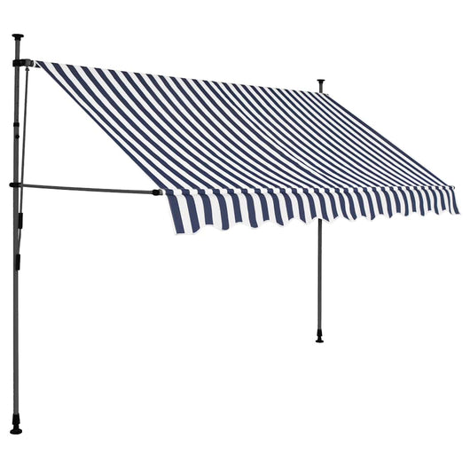 Tenda da Sole Retrattile Manuale con LED 250 cm Blu e Bianca 145844