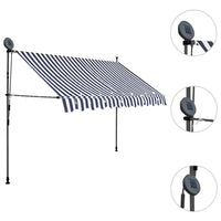 Tenda da Sole Retrattile Manuale con LED 250 cm Blu e Bianca 145844