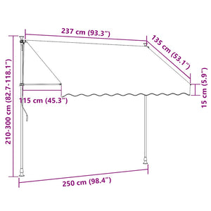 Tenda da Sole Retrattile Manuale con LED 250 cm Blu e Bianca 145844