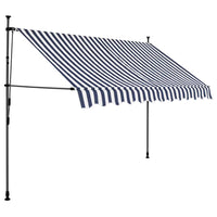 Tenda da Sole Retrattile Manuale con LED 300 cm Blu e Bianca 145845