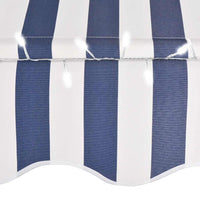 Tenda da Sole Retrattile Manuale con LED 300 cm Blu e Bianca 145845
