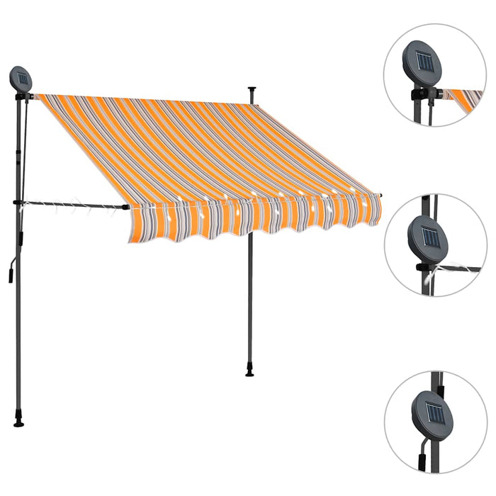 Tenda da Sole Retrattile Manuale con LED 150 cm Gialla e Blu 145849