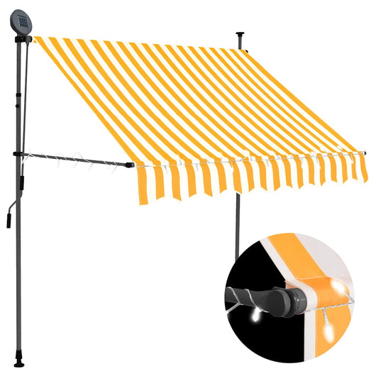 Tenda da Sole Retrattile Manuale LED 150 cm Bianco e Arancione cod mxl 18981